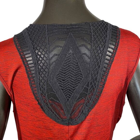 AB Studio Sleeveless Blouse Draped Neckline Crocheted Detail Womens Size XL - Picture 2 of 5